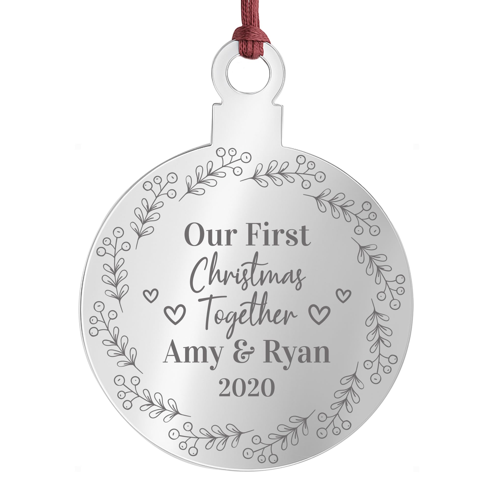 Our First Christmas Together Engraved Bauble Personalised Tree Decoration Keepsake