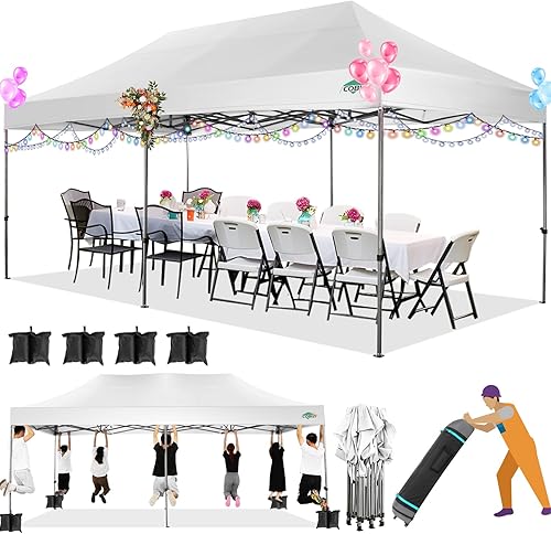 Miniatura 57 de COBIZI Tienda de campaña emergente portátil de 10 x 10 pies con 4 paredes laterales, toldo comercial resistente UPF 50+, toldo impermeable para todo