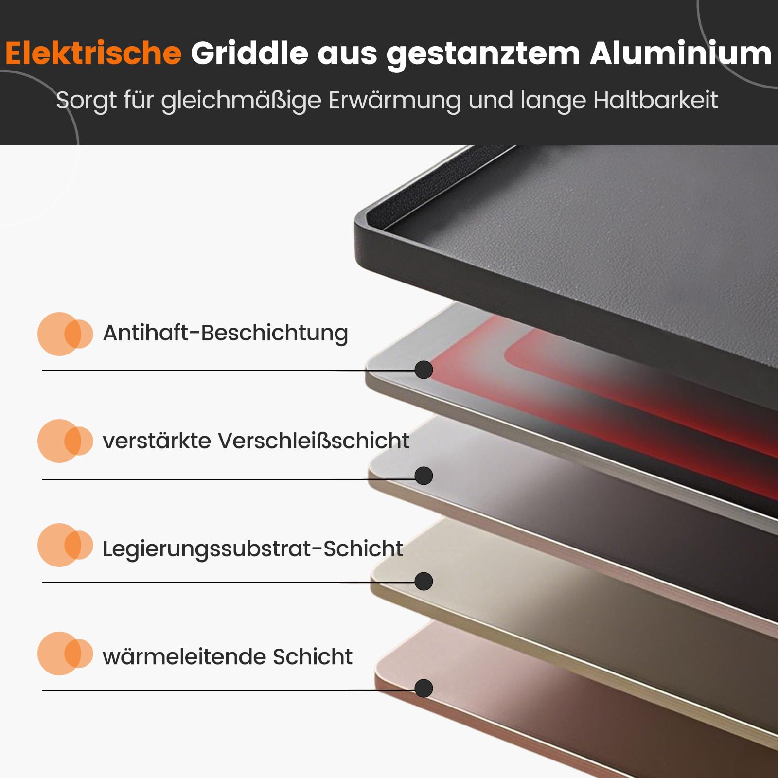 RELAX4LIFE Tischgrill elektrisch, 68,5 x 22,5 cm extra lange Teppanyaki-/Plancha-Grillplatte, Elektrogrill mit Antihaftbeschichtung & 4-stufige Temperaturregelung, 1400W, für BBQ, Familienessen, Party