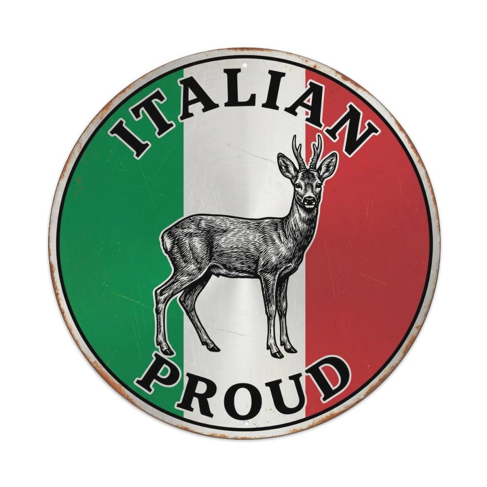 Olhnbad Style Italian Proud Roe Deer Wildlife Heritage Emblem Metal Tin Sign