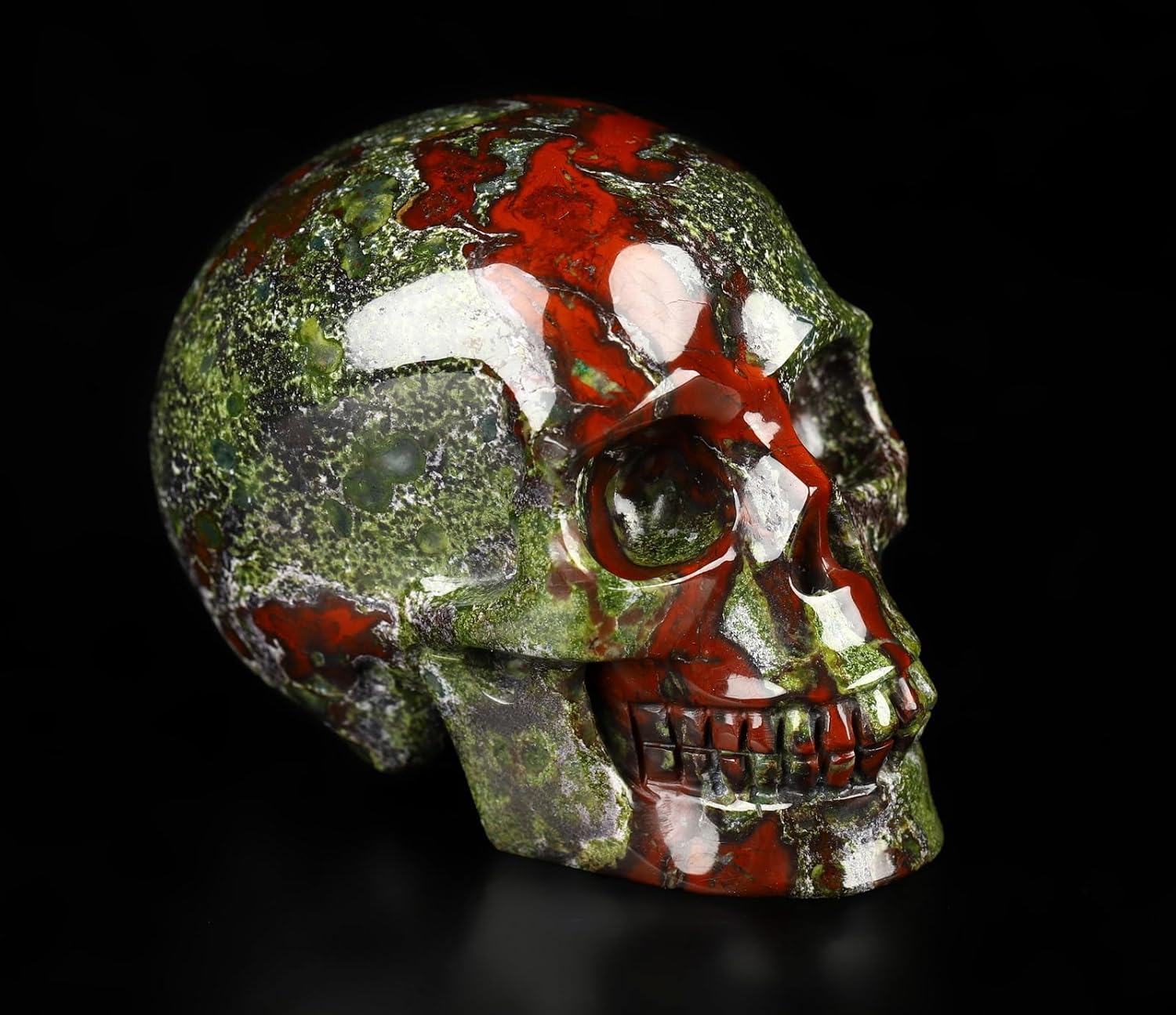 Skullis 2.0" Dragon Blood Jasper Crystal Skull, Hand Carved Gemstone Fine Art Sculpture, Reiki Healing Stone Statue.1482