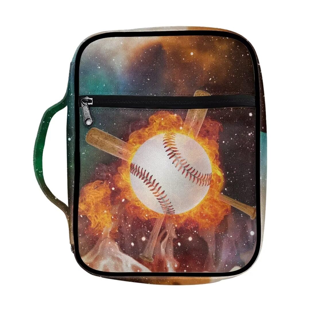 Freewander Baseball Print Bible Cover - 11x8.6x2.36 Inch, Polyester, Multiple Pockets, Handle - View #3