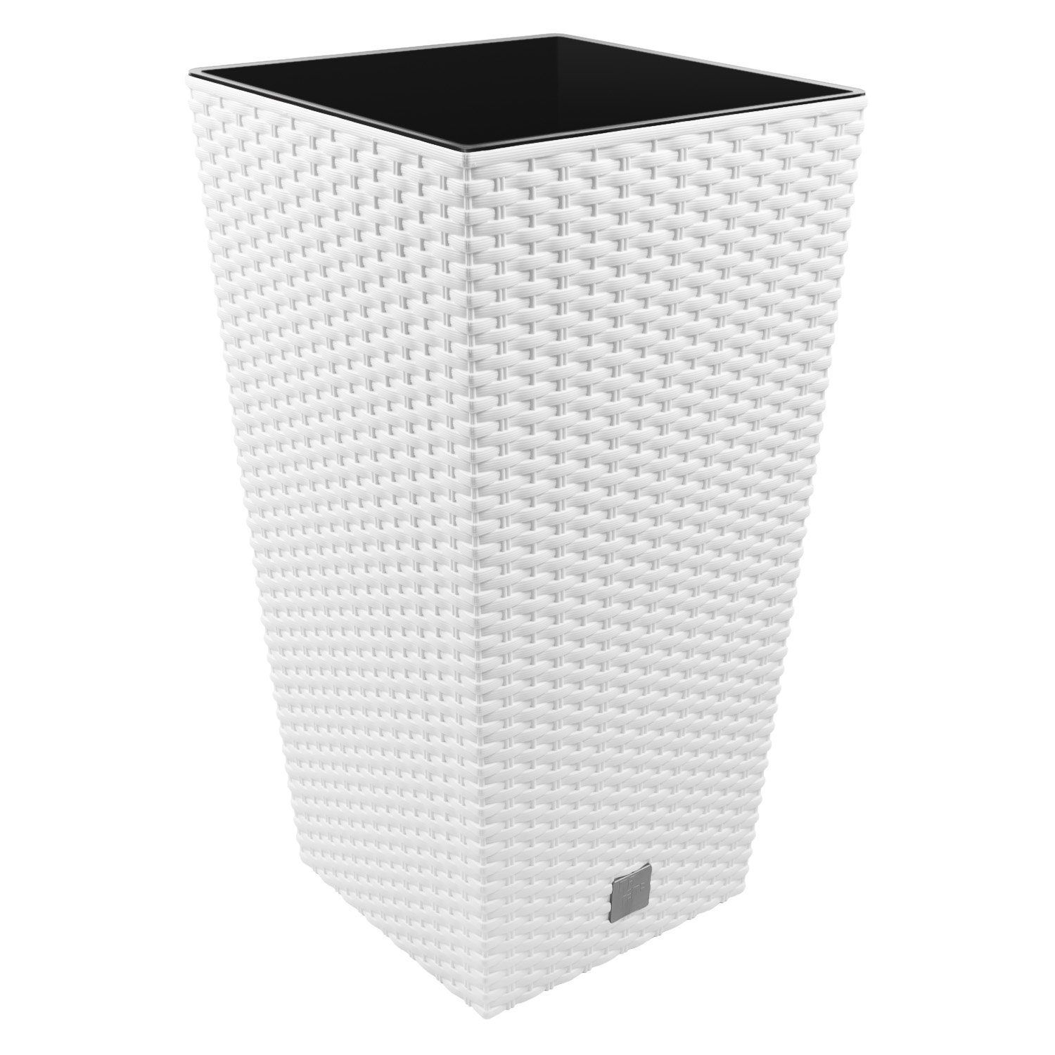 Carre Rato Square pot de fleur 91.5 L en plastique, rotin osier style, en blanc