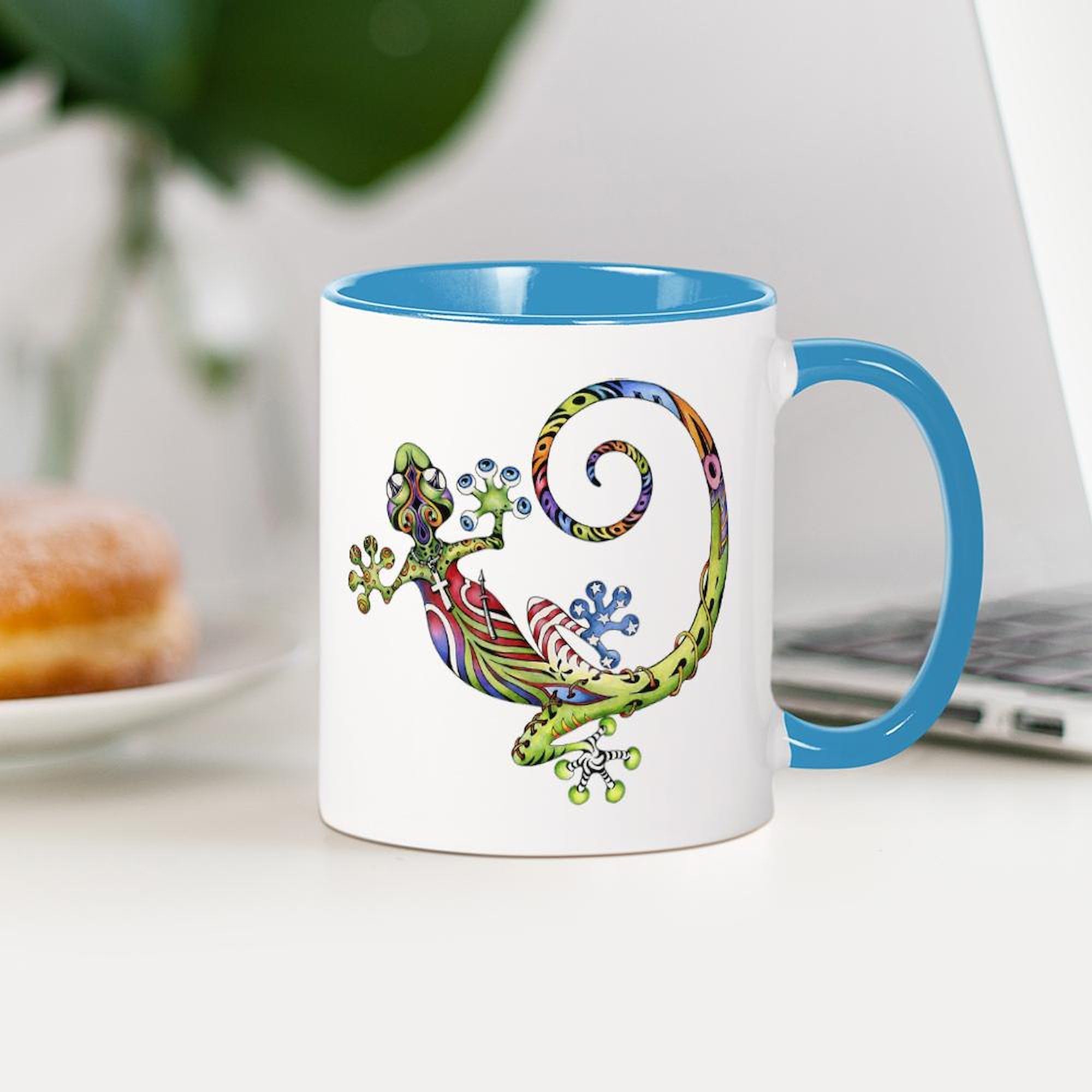 Tasse à Café Gecko Vitrail - Céramique - Cadeau Original - Fabriqué En Allemagne