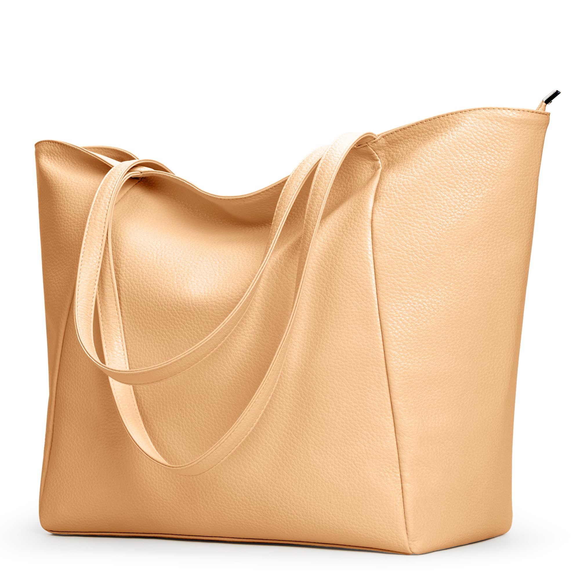KALIDI Vegan Leather Tote Bag – Medium Hobo Shoulder Bag With Zipper For Work & Travel, Tan - View #7