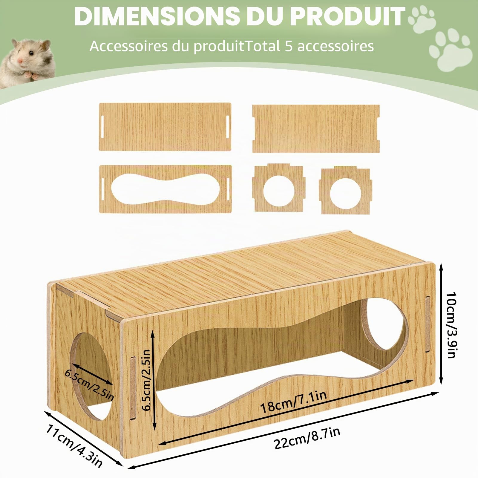 Niche en bois pour hamster - Accessoire pour activités de vie, jouets et décoration - Taille S
