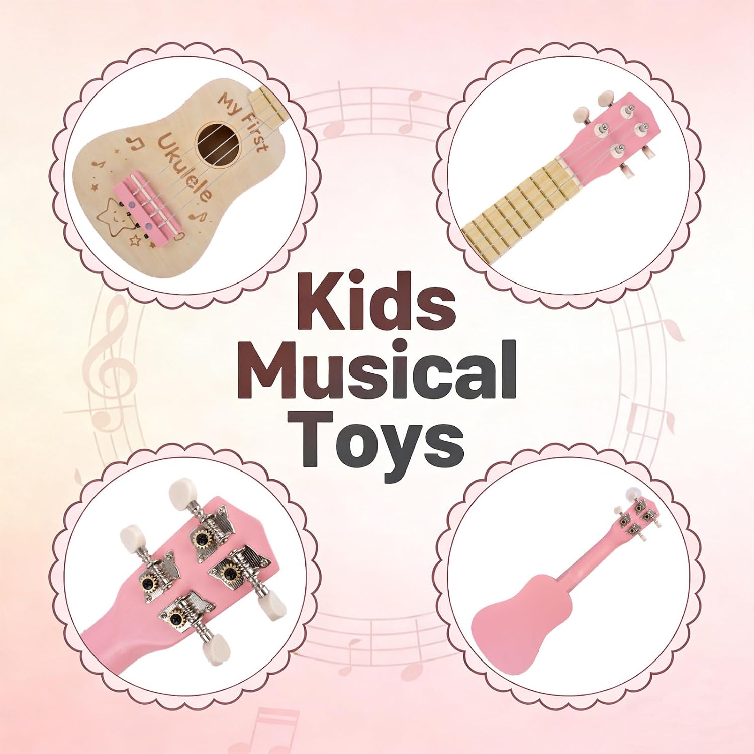 Wooden Kids Ukulele Toy,17 Inch Montessori Toys for 2-3 Year Old Gifts image 5