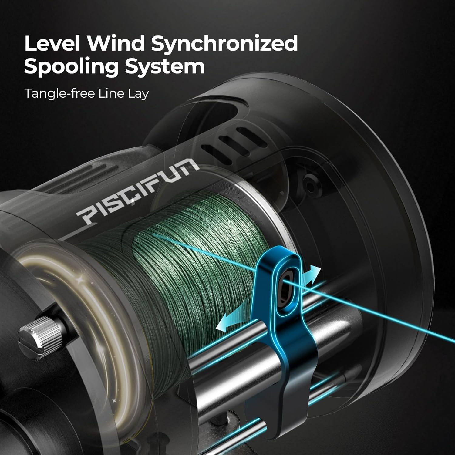 Piscifun Chaos Pro Baitcasting Fishing Reel, CNC Machined Aluminum Body Round Catfish Reel with 25LB Max Drag, Waterproof Trolling Reel with Level Wind & Magnetic Braking System for Lake & Saltwater