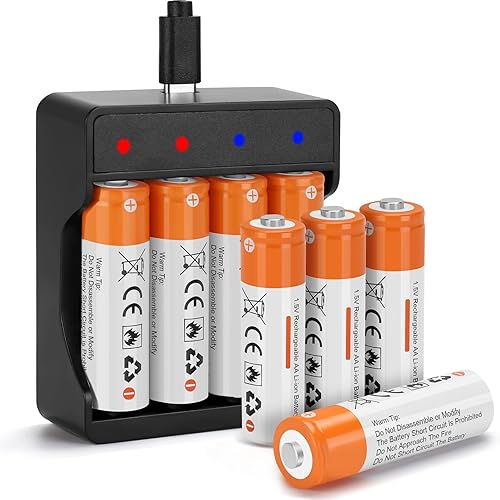 Miniatura 9 de Paquete de 12 baterías de litio recargables de tamaño AA de 1.5 V para cámara Blink, batería doble A de larga duración de 2600 mWh con cargador