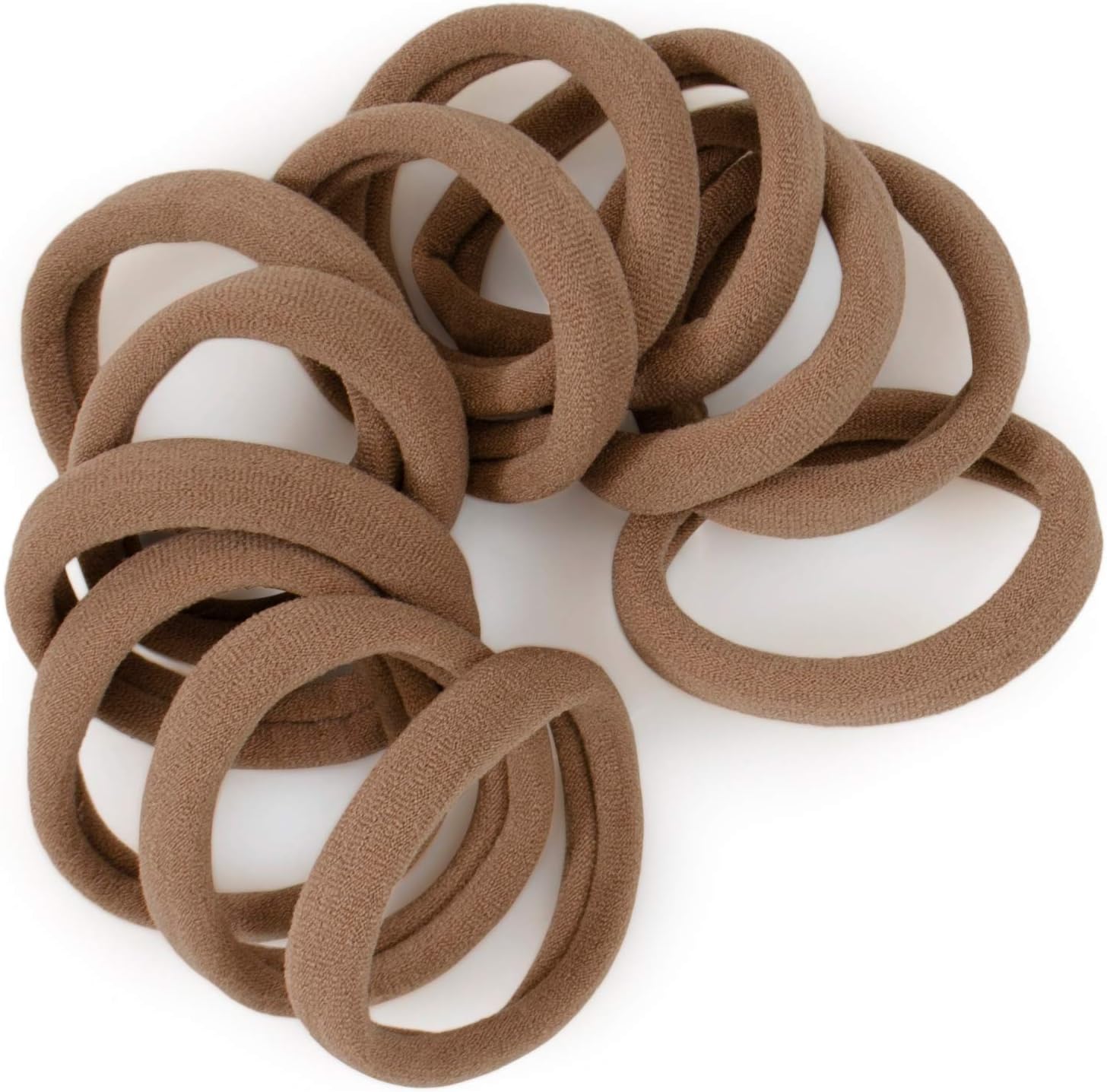 Cyndibands Light Brown Seamless Hair Ties, Elastic Fabric Ponytail Holders - 12 Count