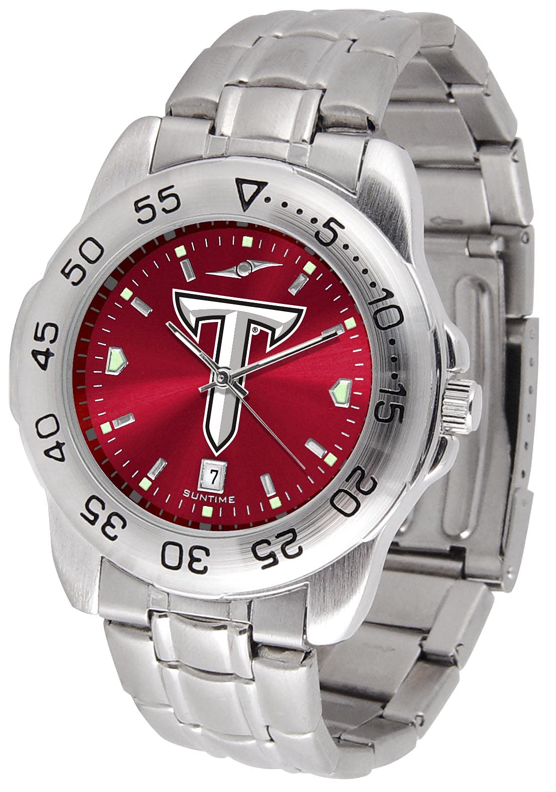 SunTime Men's Troy Trojans Sport Watch, 20mm Stainless Steel Strap, Reflective Shiny Dial with Date