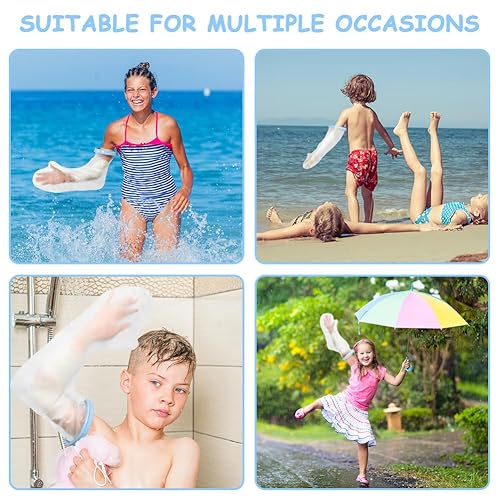 Miniatura 8 de Funda para brazo de niño para ducha, protector impermeable de brazo completo fundido y vendaje, funda reutilizable de yeso con brazo roto,