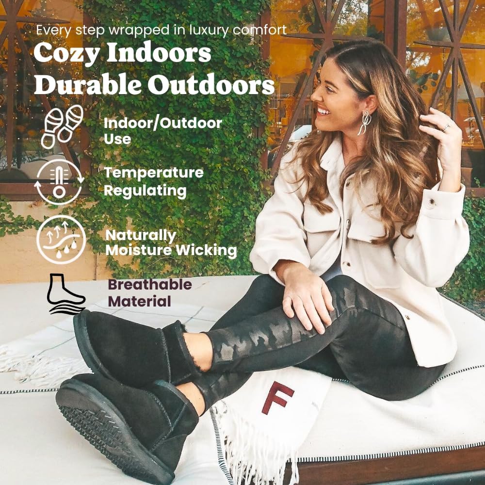 Fireside by Dearfoams womens Riverland Genuine Shearling Fur Lined Mini Ankle Boot With Platform Slipper - Image 6