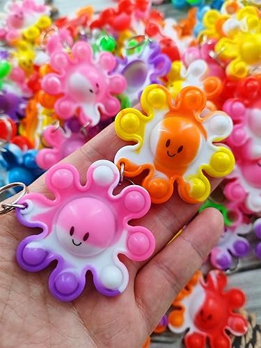Miniatura 3 de Paquete de 100 unidades a granel de pulpo oceánico mini pop Fidget varios colores lindos criatura marina llavero, niños y niñas, regalos de fiesta