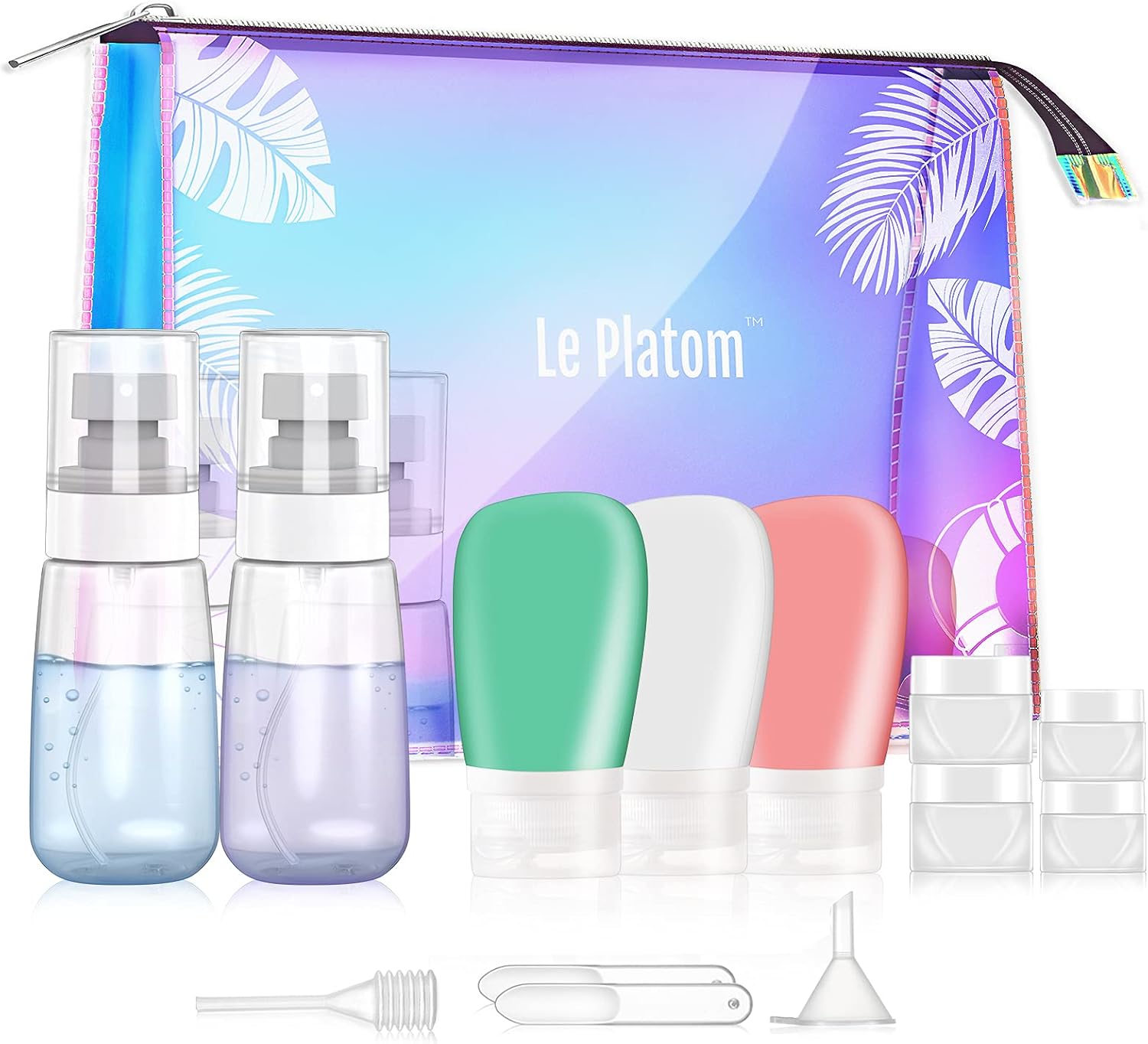 LePlatom Silicone Travel Bottles set 15pcs, Spray Bottles, Silicone Container Bottle, Leak-Proof Travel Cosmetic Container , 311 TSA Approved Travel Container For Toiletries, Travel Accessories : Beauty & Personal Care