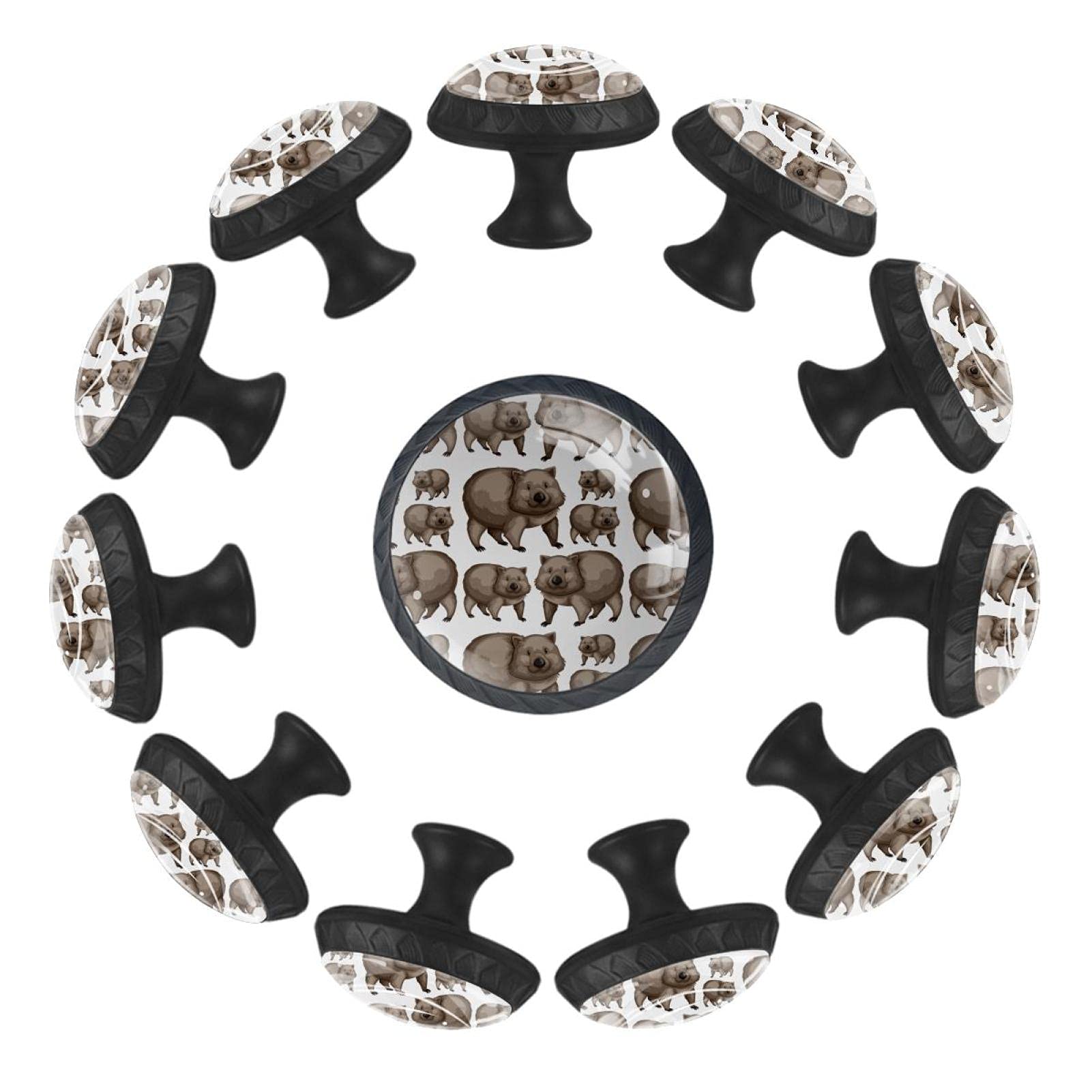 Boutons de tiroir motif mignon wombat diamètre 35 mm pour meuble en lot