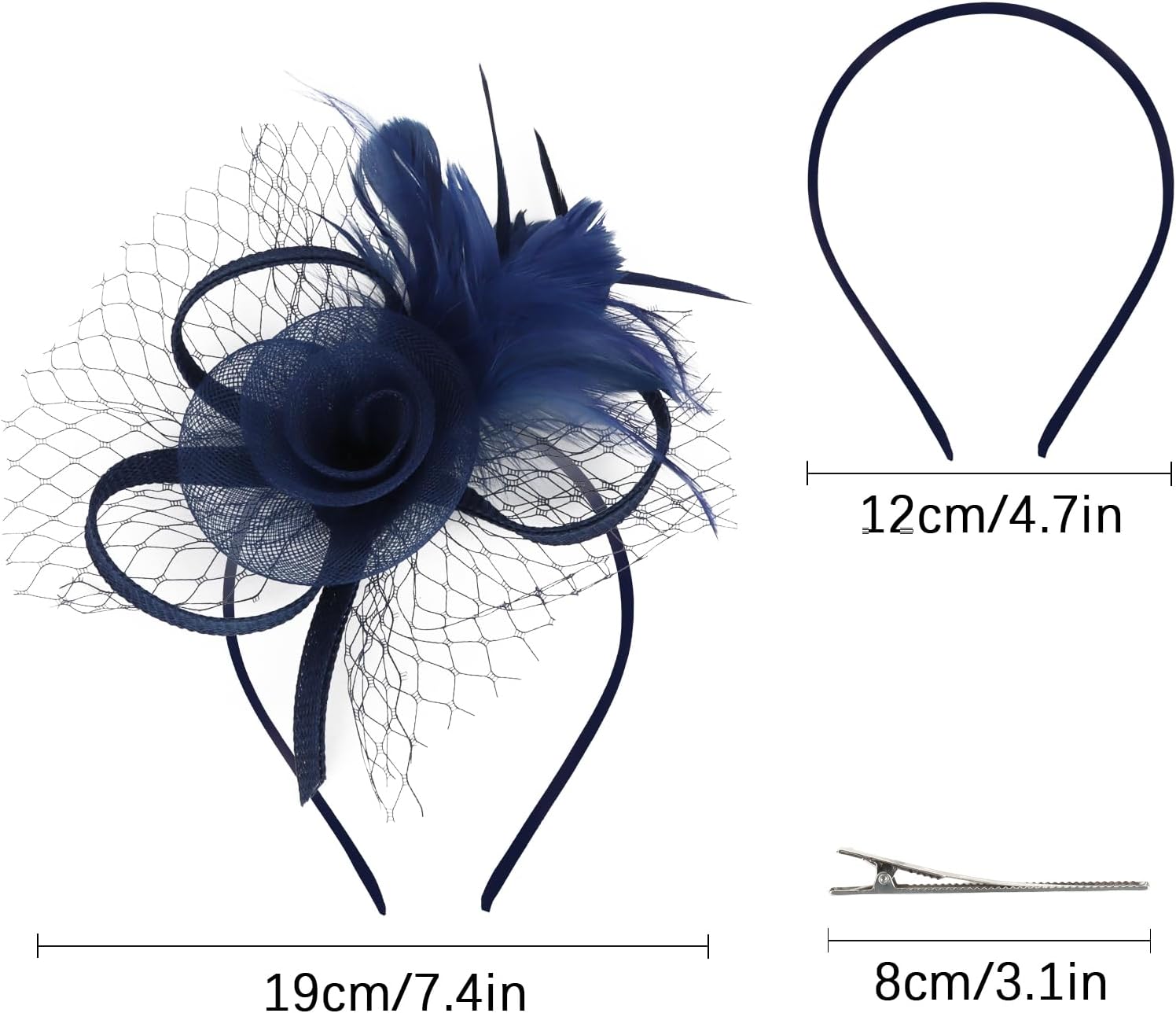 AMCAMI Fascinators Hats with Feather for Women 2026 Derby Hats Tea Party Hat with Headband and Clip - Image 3