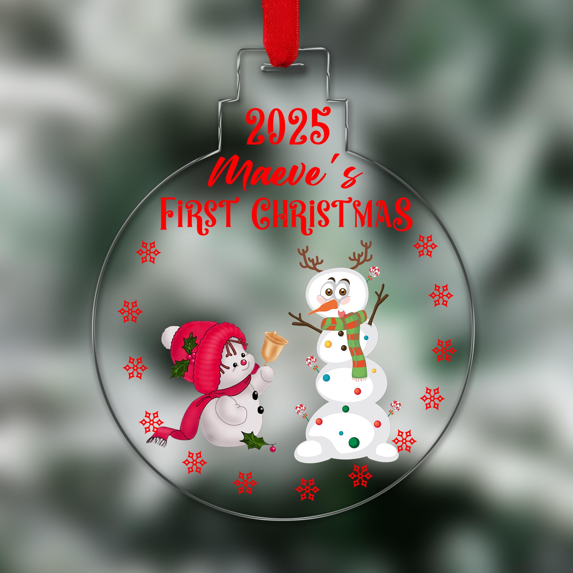 KreateSquare Personalised Christmas Tree Decorations Baubles for Kid's First New Year with Name | Xmas Tree Decoration Hanging Ornaments Personalised Bauble for Xmas Decorations