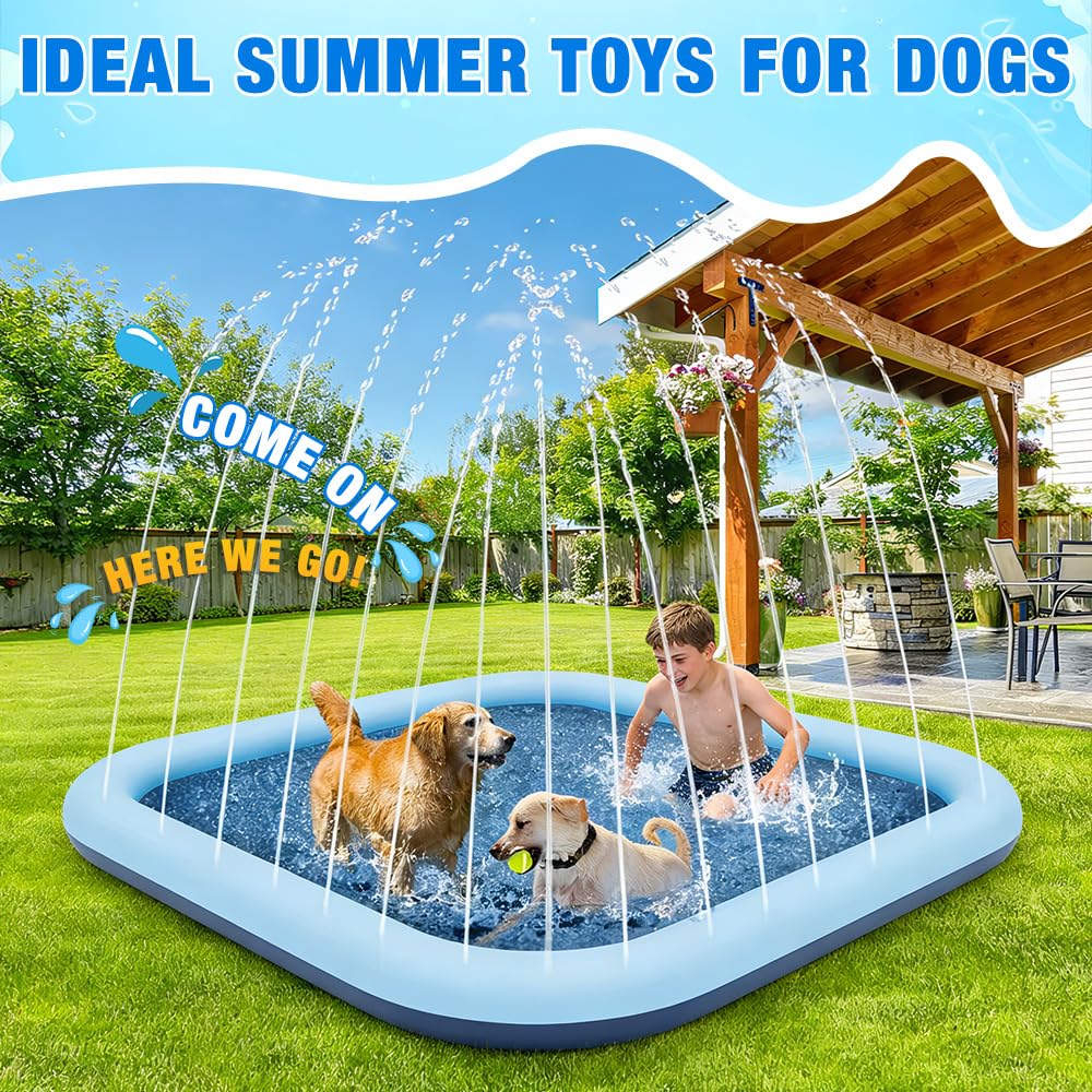 Wasserspielzeug Kinder Outdoor Spiele mit Antirutschfunktion, 200cm Splash Pad für Kinder, Wassersprinkler Kinder Splash Pad, Gartenspielzeug Kind Sprinkler (Quadratisch 200cm)