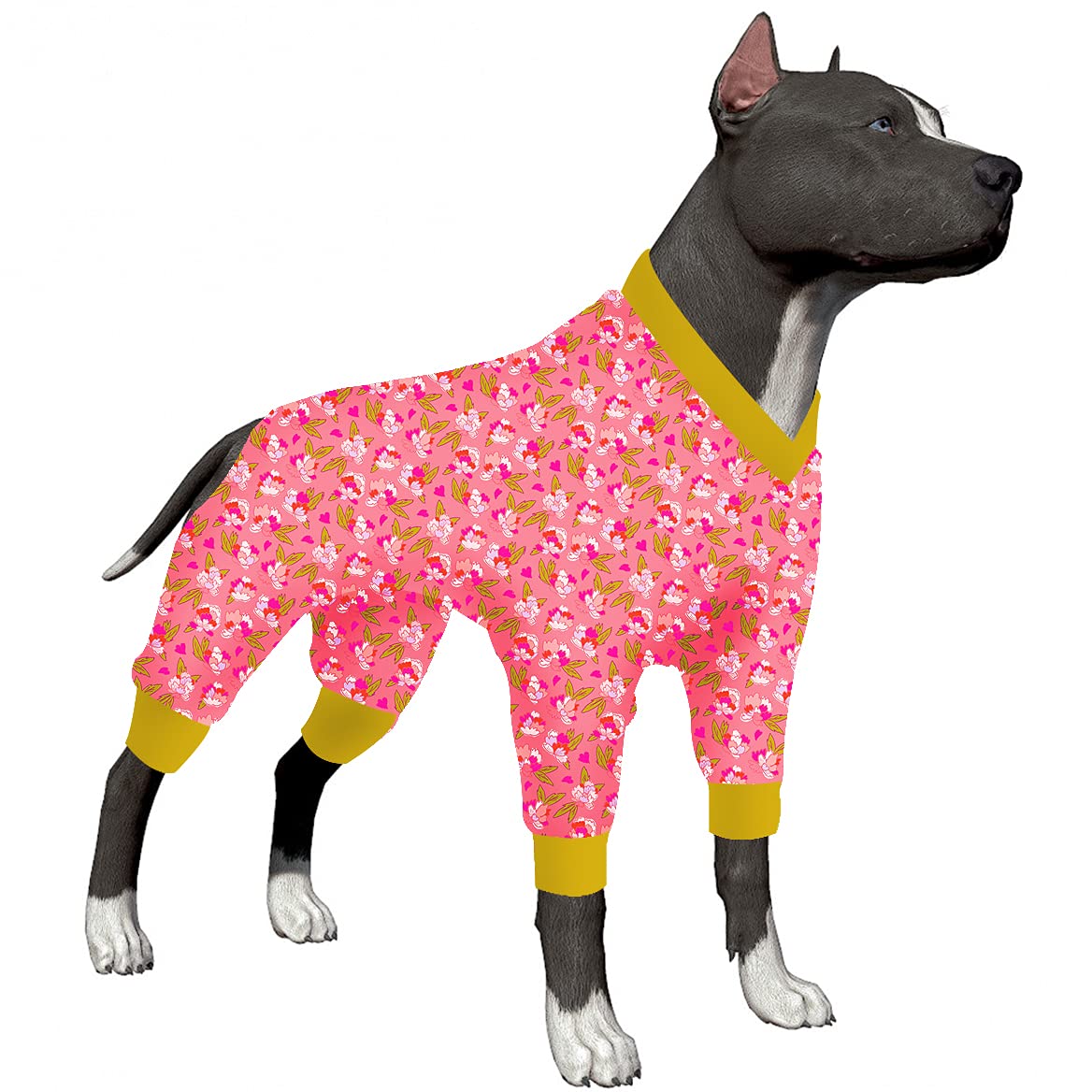LovinPetLovinPet Dog Onesies for Medium Dogs, Post Operative Protection Dog Pajamas, 4 Legged Coverage Dog Jumpsuit, Lightweight Tearose Morning Prints as Dog Sweater Bottoming for Large Dogs Apparel XL
