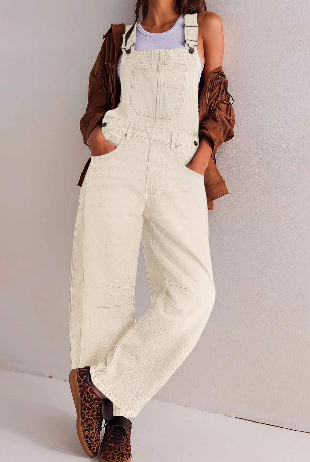 loveimgs Tuta da donna Y2k Baggy Barrel Jeans Tuta a gamba larga Denim Pantaloni Salopette Tuta Boyfriend Patchwork Jeans