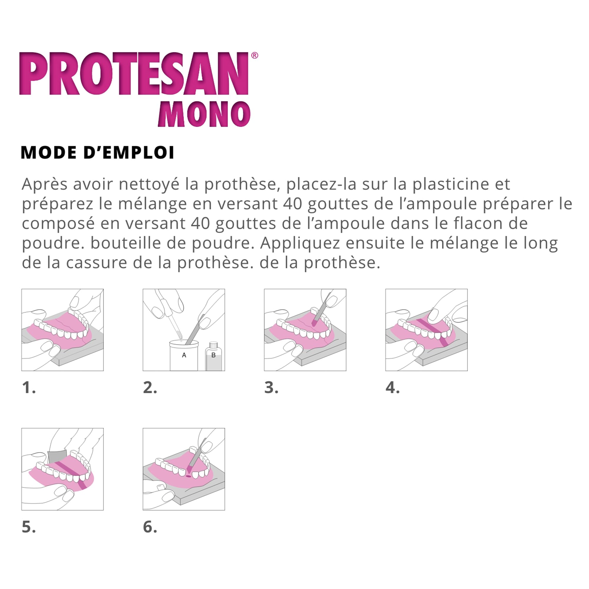 Protesan Mono - Réparateur pour dentiers cassés, fissurés ou sans une dent
