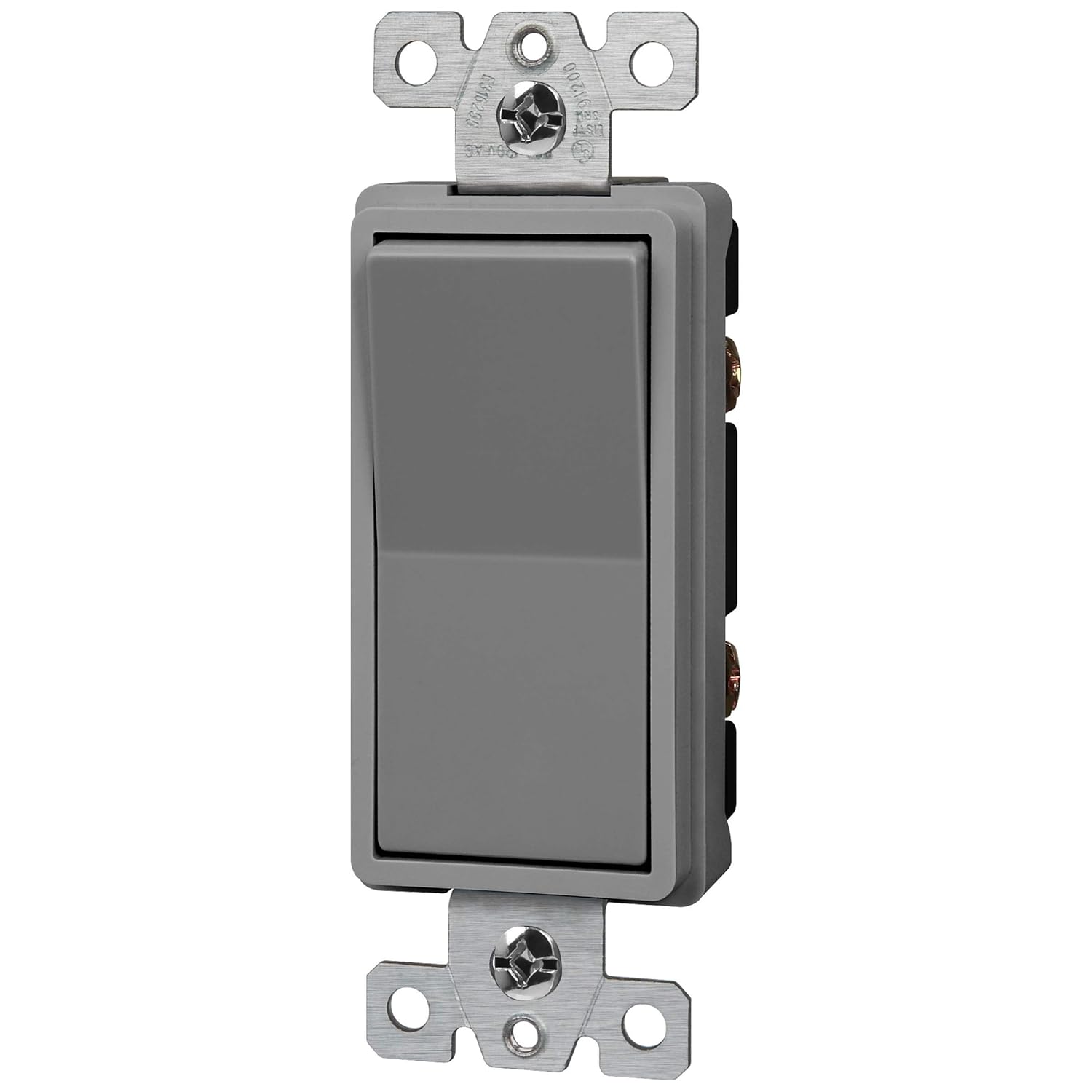 ENERLITES Single Pole Decorator Paddle Light Switch, Commercial Grade, 20A 120V-277V, Grounding Screw, Back Insert and Side Terminals, 91200-GY-10PCS, Gray (10 Pack)