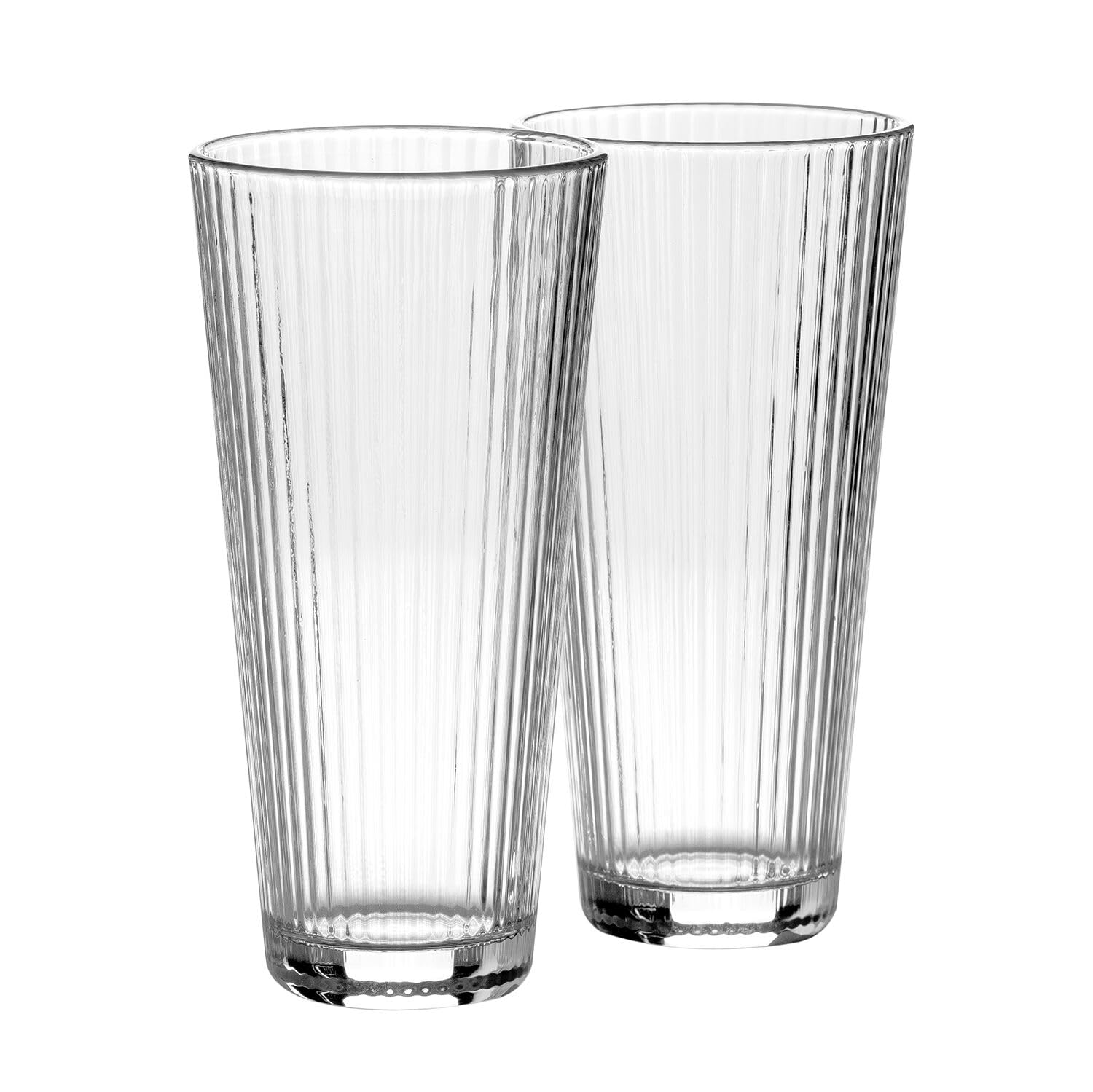 STP GOODS Beam Glass High Glasses With Lines Set of 2 Clear Glass Cups Tall Tumbler Water Glasses