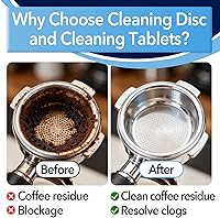 Vista 7 de 12 tabletas de limpieza y 2 discos de goma para Breville, discos de limpieza de retrodescarga de 2.126 in para máquinas Breville y Ninja Luxe Cafe