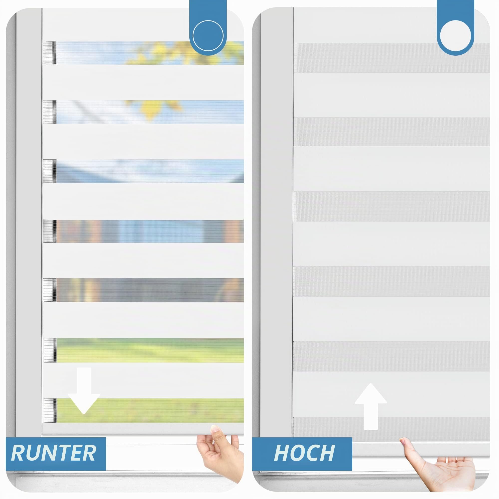 SBARTAR Doppelrollo schnurlos Klemmfix Rollos für Fenster ohne Bohren & zum Bohren, Weiß B105 x H120 cm (Stoffbreite 105 cm), Drücken Und Ziehen Springrollos, Lichtdurchlässig Aber Blickdicht | Klemmfix Rollos für Fenster ohne Bohren & zum Bohren Drücken