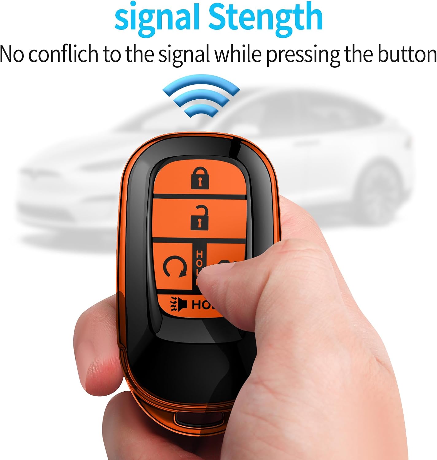 Tukellen for Honda Key Fob Cover, Premium Soft TPU Full Protection Key Fob Case for 2022 2023 2024 2025 2026 Accord Civic HR-V CR-V Pilot Passport Smart 5-Buttons Smart Remote Key Protector (Orange)
