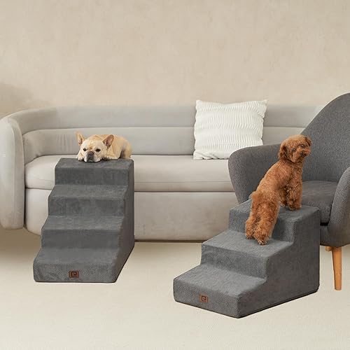 Miniatura 8 de EHEYCIGA Escaleras para perros pequeños, 29 pulgadas de profundidad x 19.7 pulgadas de ancho x 15.7 pulgadas de alto, escaleras para perros de 4