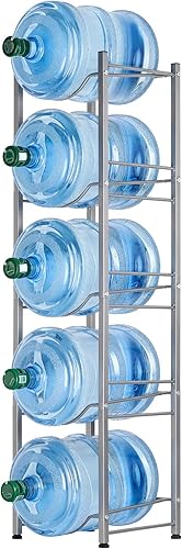 Estante enfriador de agua de 5 niveles, estante de almacenamiento de botellas de agua de 5 galones, estante desmontable resistente para botellas de