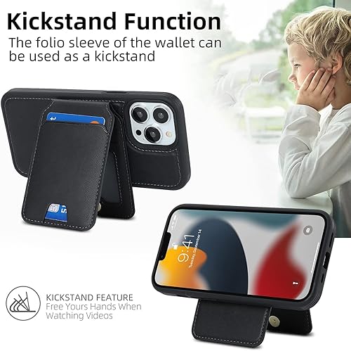 Miniatura 4 de Havaya Magsafe - Funda tipo cartera para iPhone 11 Pro Max, compatible con iPhone 11 Pro Max, con tarjetero, funda desmontable de cuero magnético,