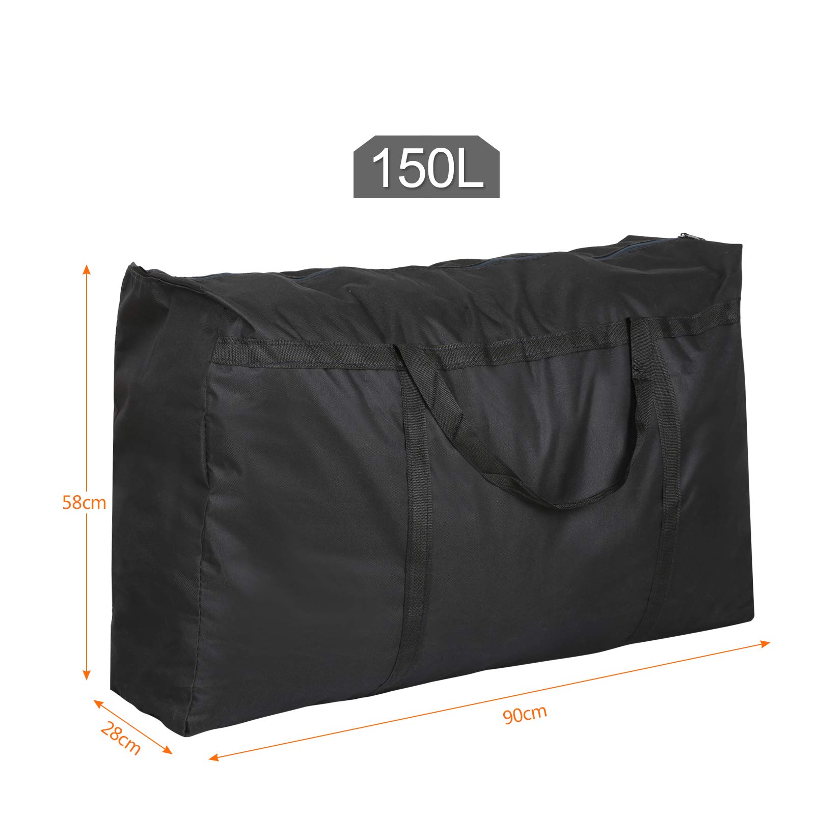 Torba do przechowywania kołder i poduszek 600D Oxford, torba do noszenia pościeli lub nakładek na materac, z zamkiem błyskawicznym i uchwytem (90L x 24W x 58H)