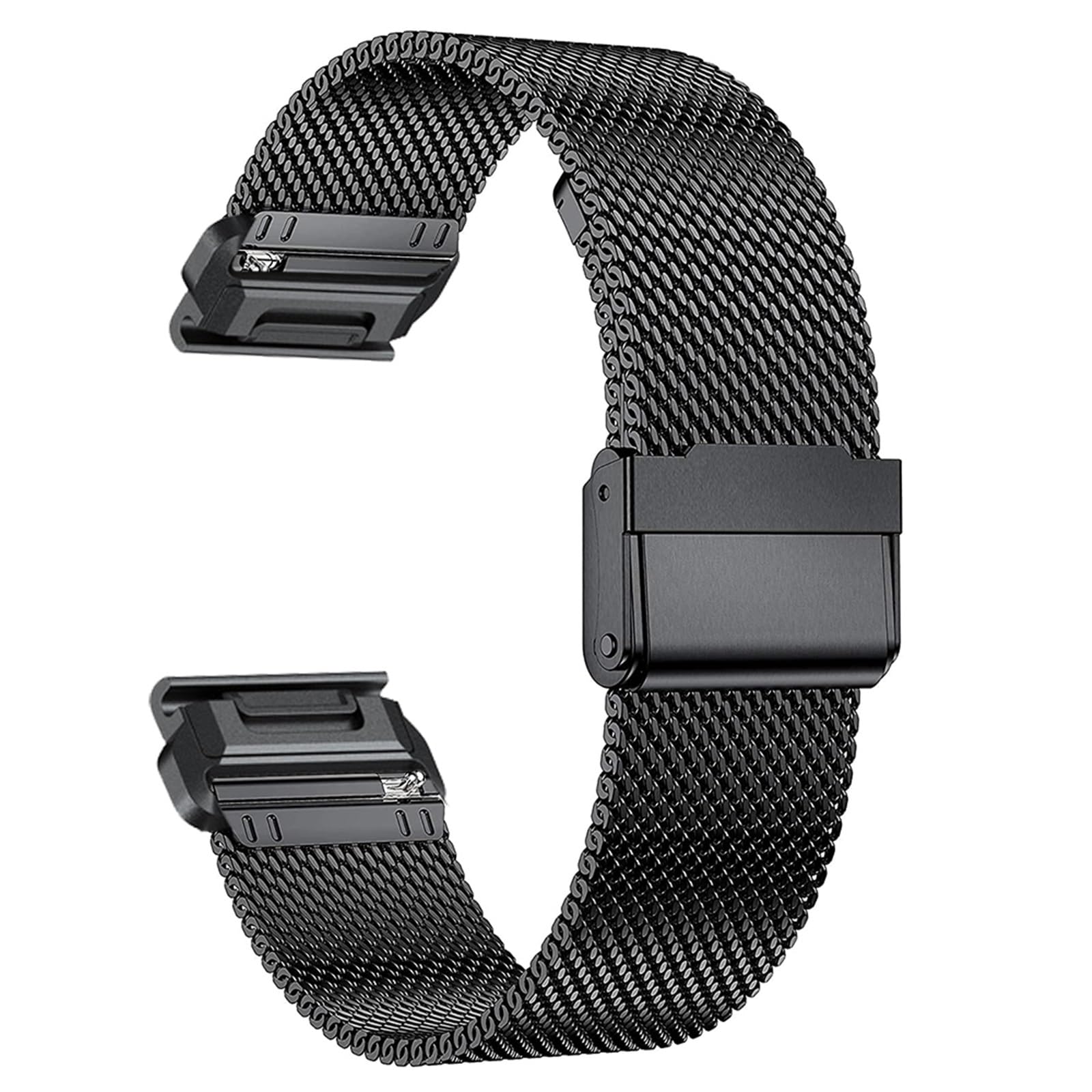 SERDAS 22mm 26mm QuickFit Milanese Metal Strap For Garmin EPIX GEN2 Fenix7 7X Solar/6X 6XPro 5XPlus Forerunner 955 Enduro 2 Watchbands(Black,For Fenix 7X)