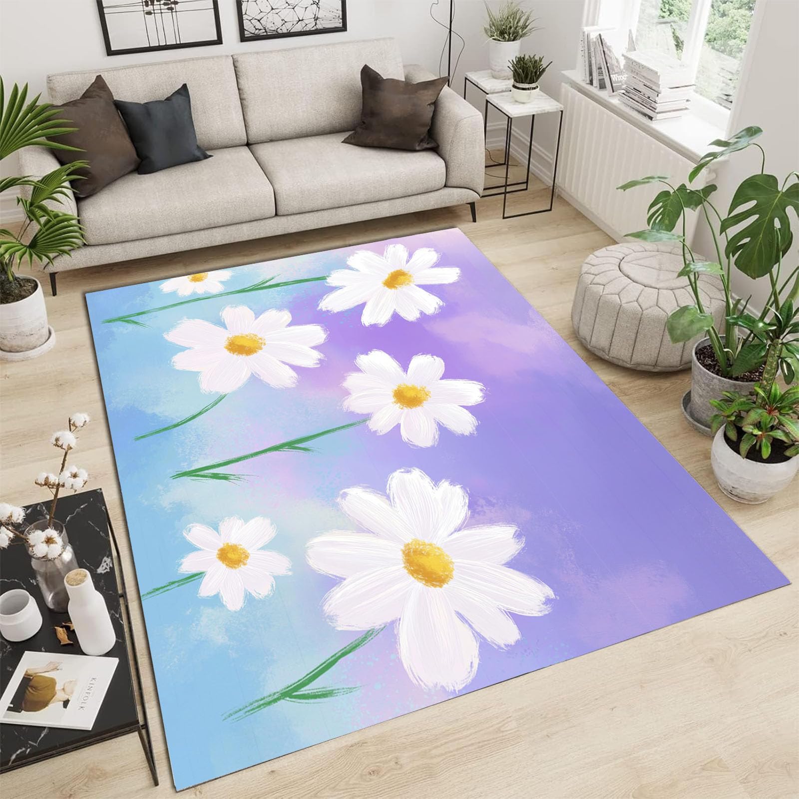 Tapis antidérapant et lavable en machine grand format 240x300 cm bleu