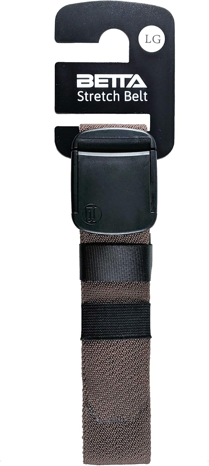 Betta 1.5 Inch Wide Men's Elastic Stretch Belt with Fully Adjustable High-Strength Buckle (X-Large, Brown)