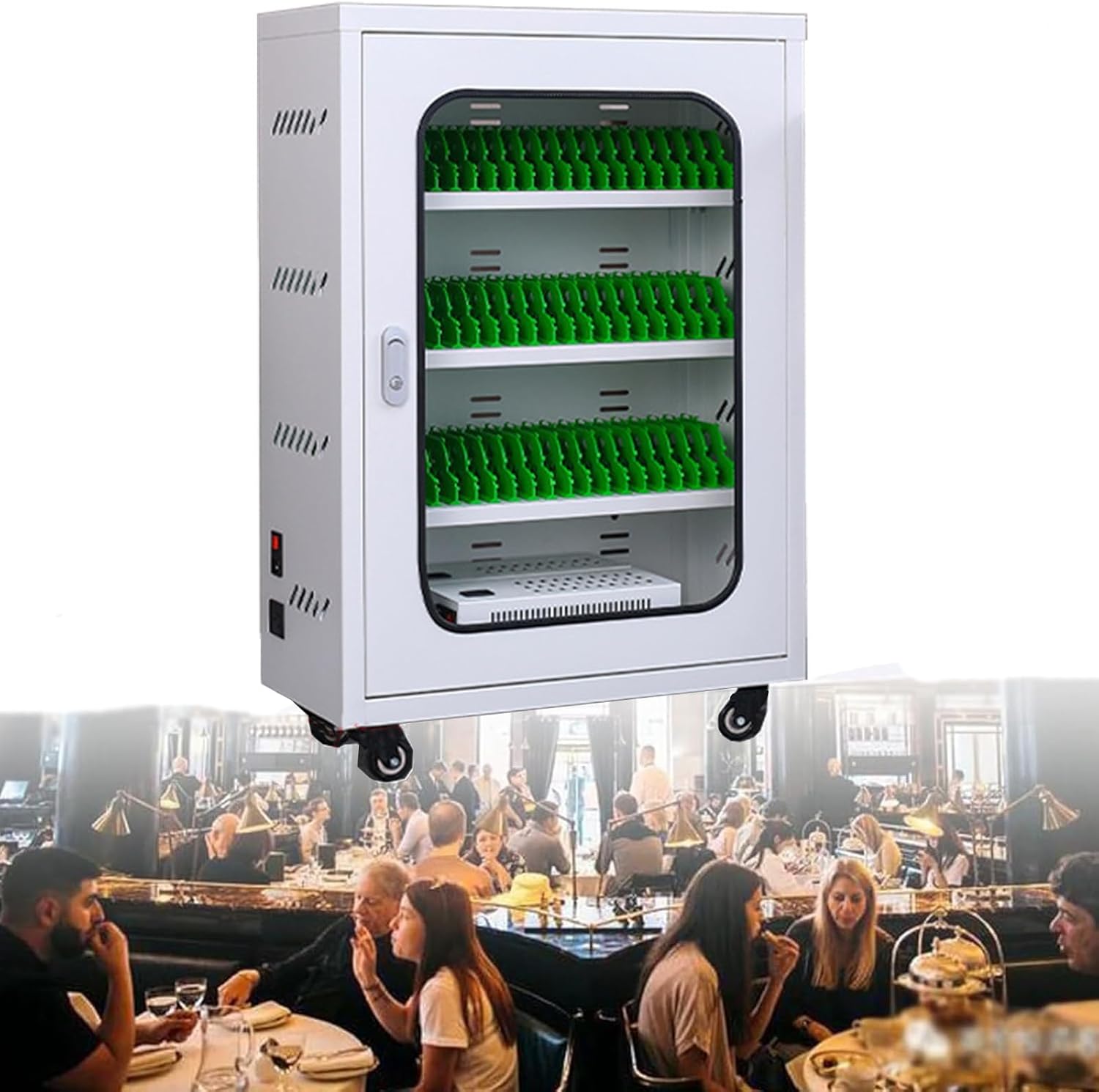 Mobile Phone Storage Box Transparent Acrylic Mobile Phone Security Locker with Key,50-Slot Portable Phone Charging Station, Rechargeable Mobile Locker & USB Charging Cabinet for Secure Cellp