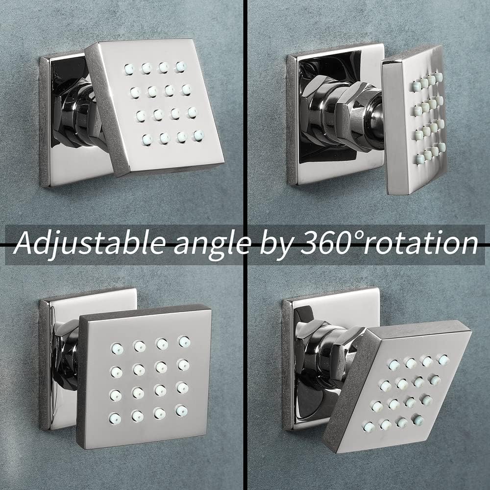 Cascada Modern Design 2” Square Body Spray Shower Jet with built-in 16-Nozzles | Moveable, Wall Mounted & Solid Structure shower Jet (Antique Brass)