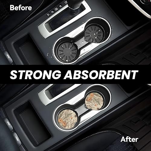 Miniatura 3 de Posavasos de automóvil para portavasos de automóvil, paquete de 2 unidades, de cerámica absorbente, antideslizante, accesorios universales para el
