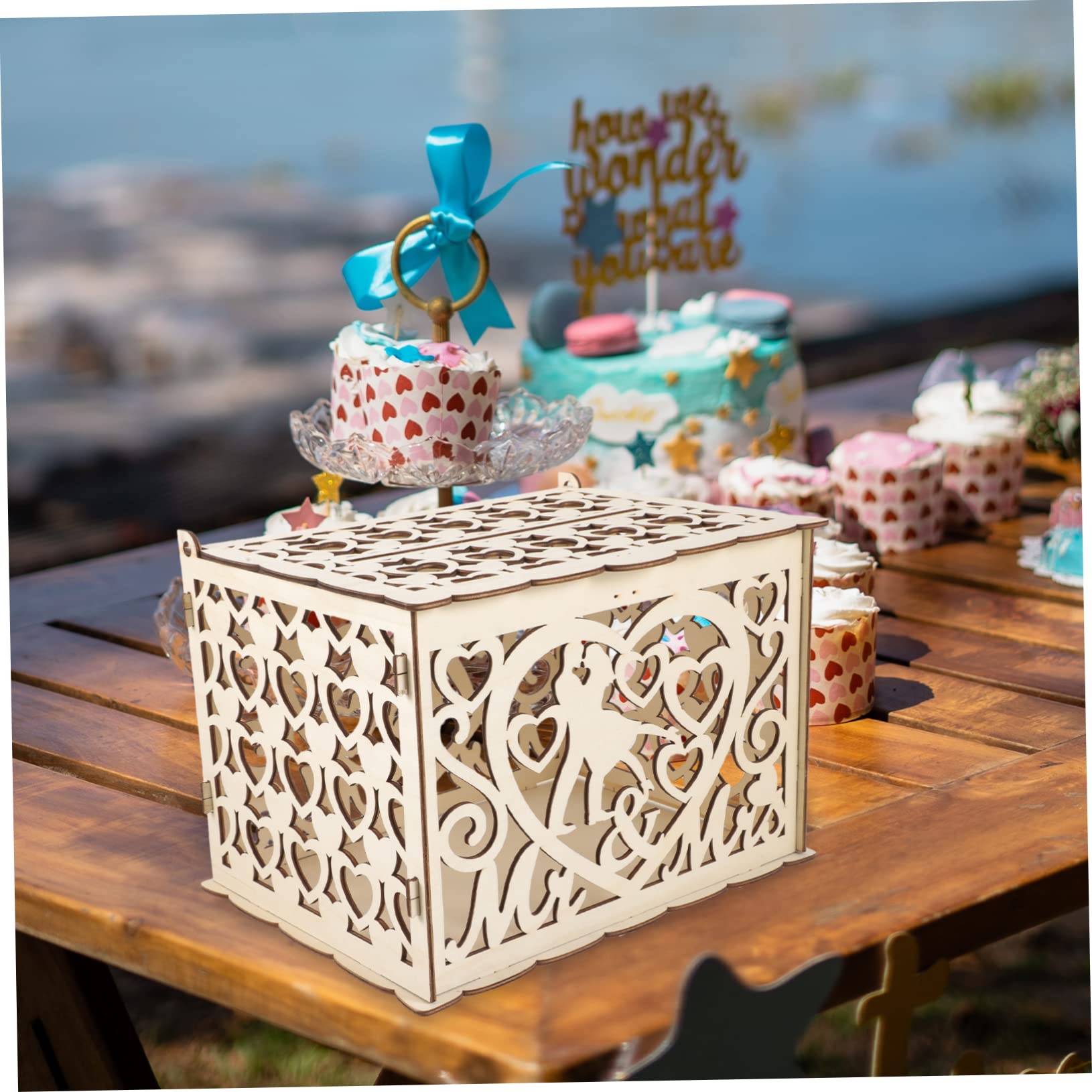 ULTECHNOVO Scatola per Carte Nozze Incisione Scatola Biglietti e Buste Matrimonio Ricevimento Decorativa Keepsake Box