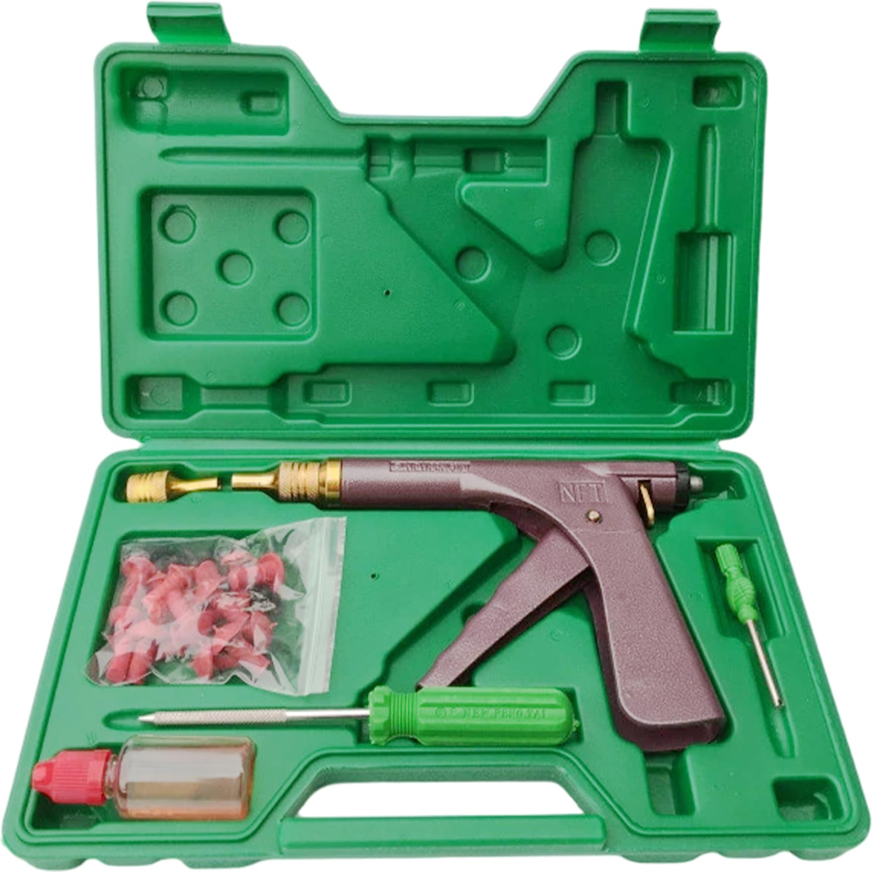 Kit di riparazione pneumatici, kit di riparazione per pneumatici, professionale, robusto, pistola in metallo con accessori per forature e appartamenti su auto, moto, camion, spina