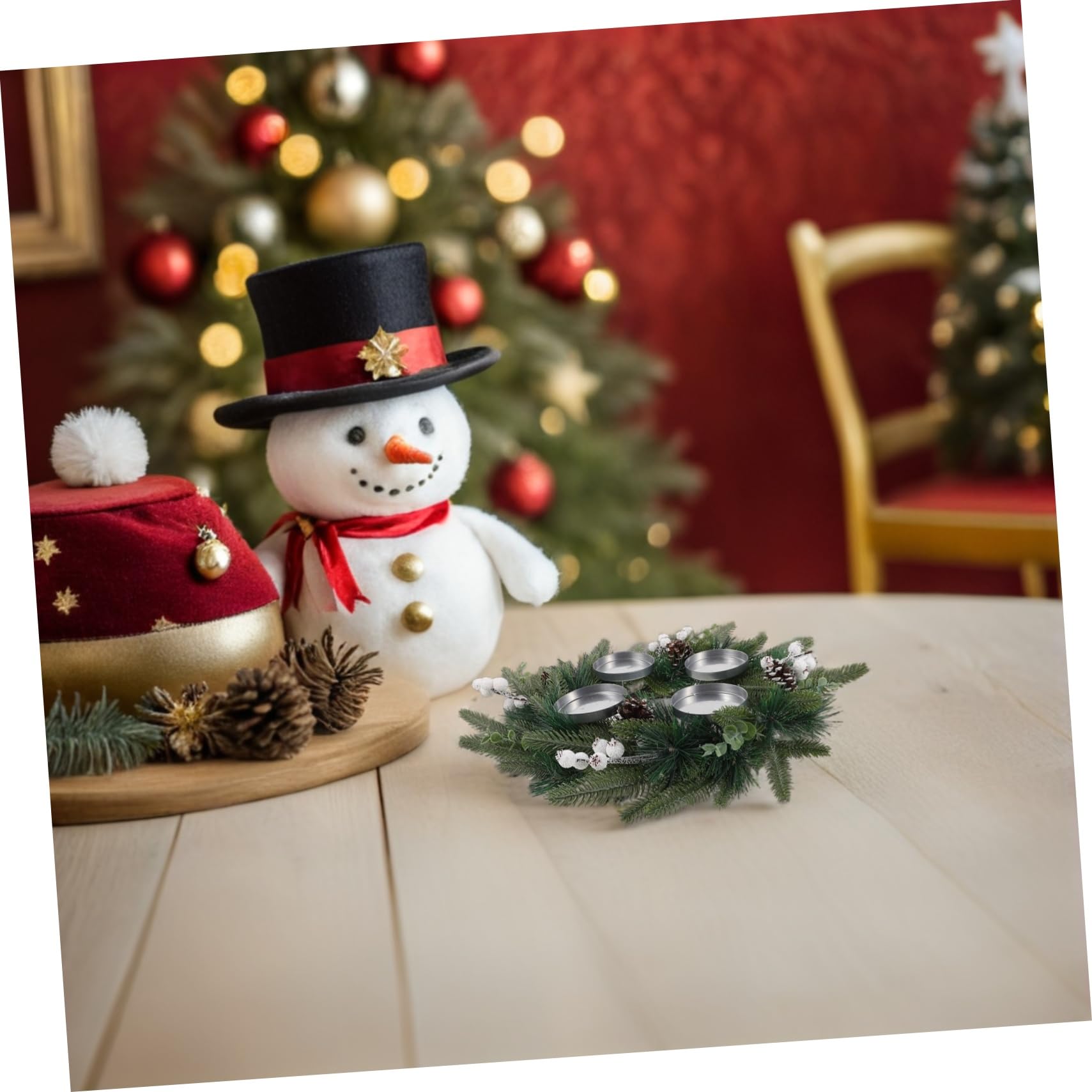 UKCOCO Decoración de Guirnalda Navideña de Pino con Piñas y Bayas Falsas para Adorno de Navidad y Guirnalda para Decorar Ventana o Puerta Temporada de Adviento