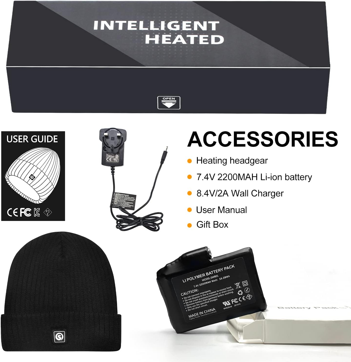 Heated Hat - Electric Heated Beanie for Men Women,Winter Warm Heat Skull Cap with 7.4V Rechargeable Battery