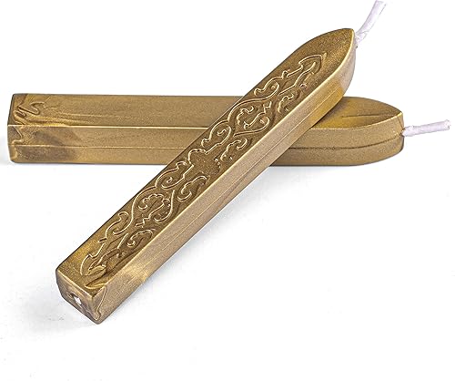 Miniatura 4 de Yoption 12 varillas de cera de sellado con mechas, tótem de oro antiguo manuscrito de fuego para sello de cera (oro antiguo)