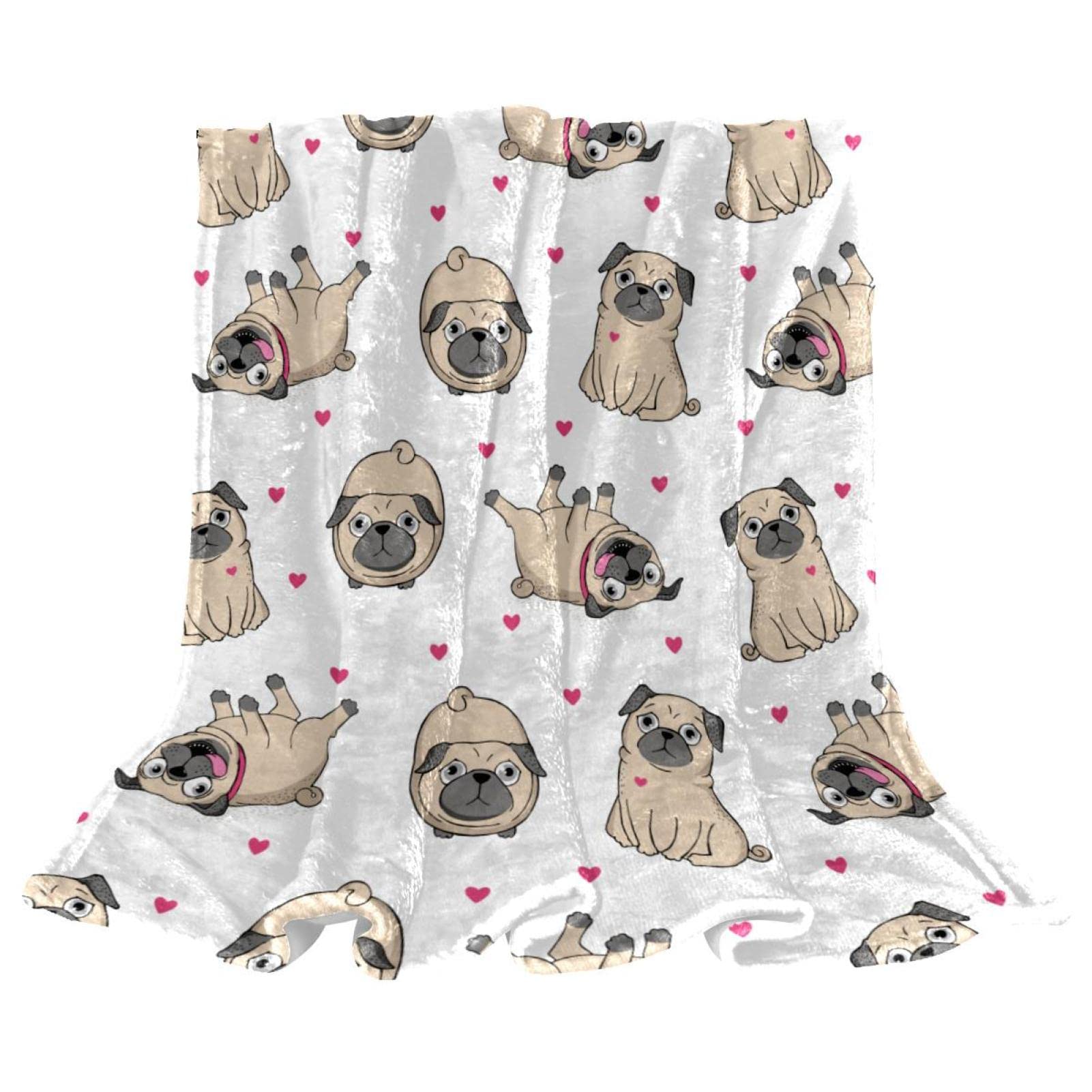 Manta de forro polar con diseño de corazón de perro y cachorro para sofá, ligera y mullida