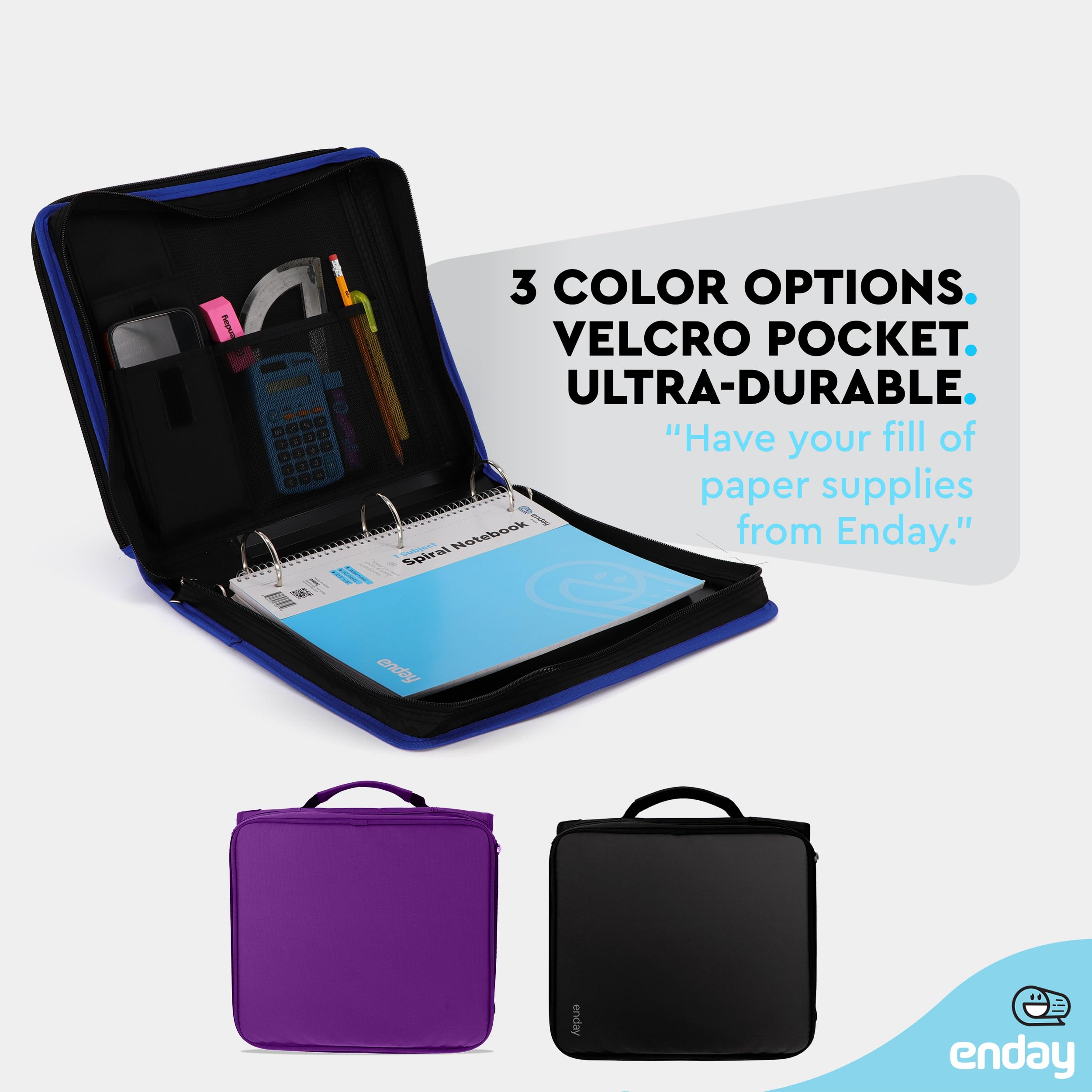 Enday 2 Inch Zipper Binder - 880 Sheet Capacity, 5 Pockets