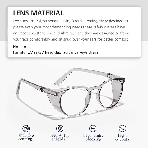 Miniatura 9 de Gafas de seguridad antivaho Z87.1 con bloqueo de luz azul, antipolvo, protección UV para hombres y mujeres (negro001)