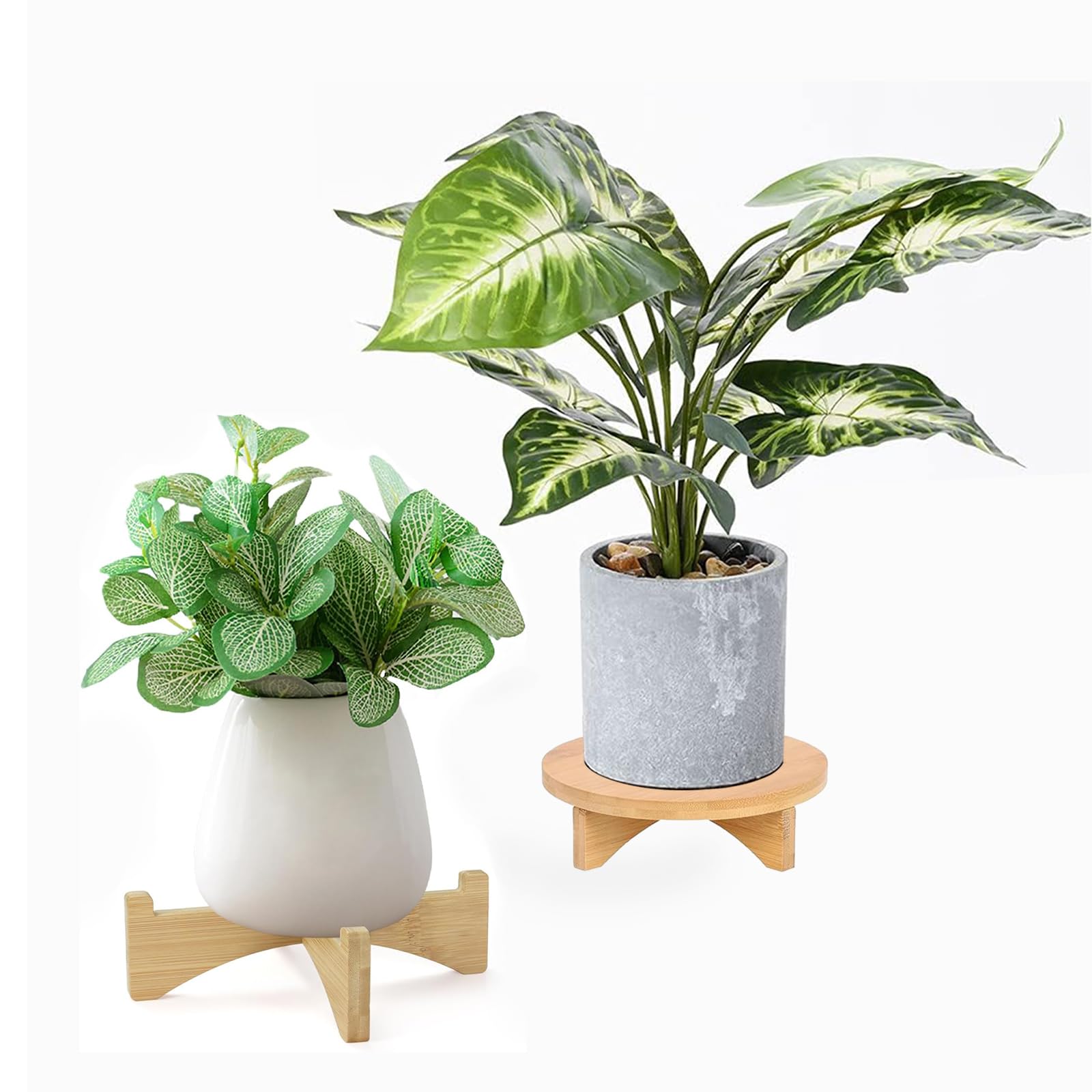 3er Set Blumenhocker Holz, Abnehmbar Klein Holzschemel, Kleiner Deko Hocker, Ausstellungsständer für Holzhocker, Mini Holz Blumenteller,runder Pflanzenständer für drinnen und draußen, Terrasse, Garten